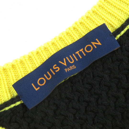 LOUIS VUITTON knit Main: 68% wool, 18% rayon, 9% nylon, 5% cashmere Black yellow Amen Break LV Intarsia Football mens XL Used Authentic