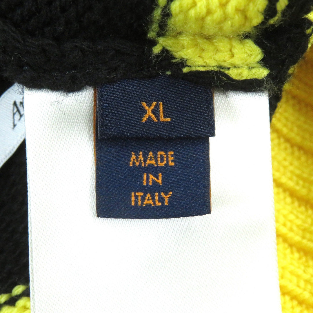 LOUIS VUITTON knit Main: 68% wool, 18% rayon, 9% nylon, 5% cashmere Black yellow Amen Break LV Intarsia Football mens XL Used Authentic