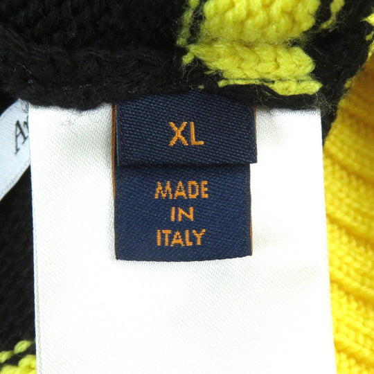 LOUIS VUITTON knit Main: 68% wool, 18% rayon, 9% nylon, 5% cashmere Black yellow Amen Break LV Intarsia Football mens XL Used Authentic