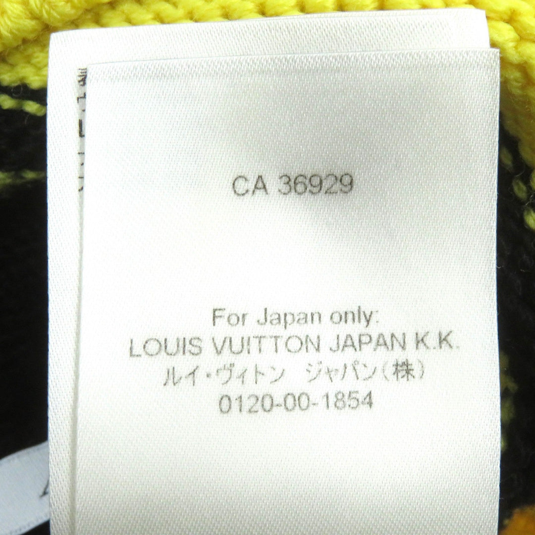 LOUIS VUITTON knit Main: 68% wool, 18% rayon, 9% nylon, 5% cashmere Black yellow Amen Break LV Intarsia Football mens XL Used Authentic