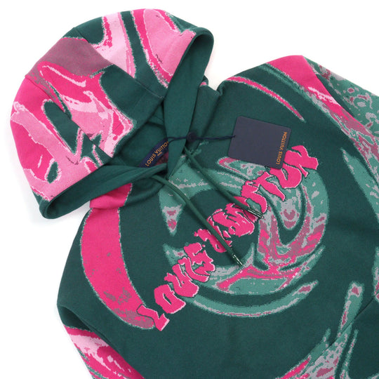 LOUIS VUITTON Hoodie HPN33W Main: 100% cotton Green type Pink all-over pattern mens M Used Authentic