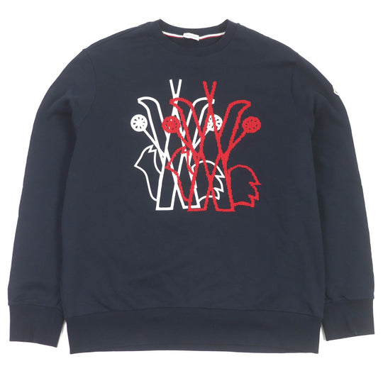 MONCLER sweat Main: 100% cotton, some parts: 50% acrylic, some parts: 50% wool Navy SWEAT SHIRT mens XXL Used Authentic