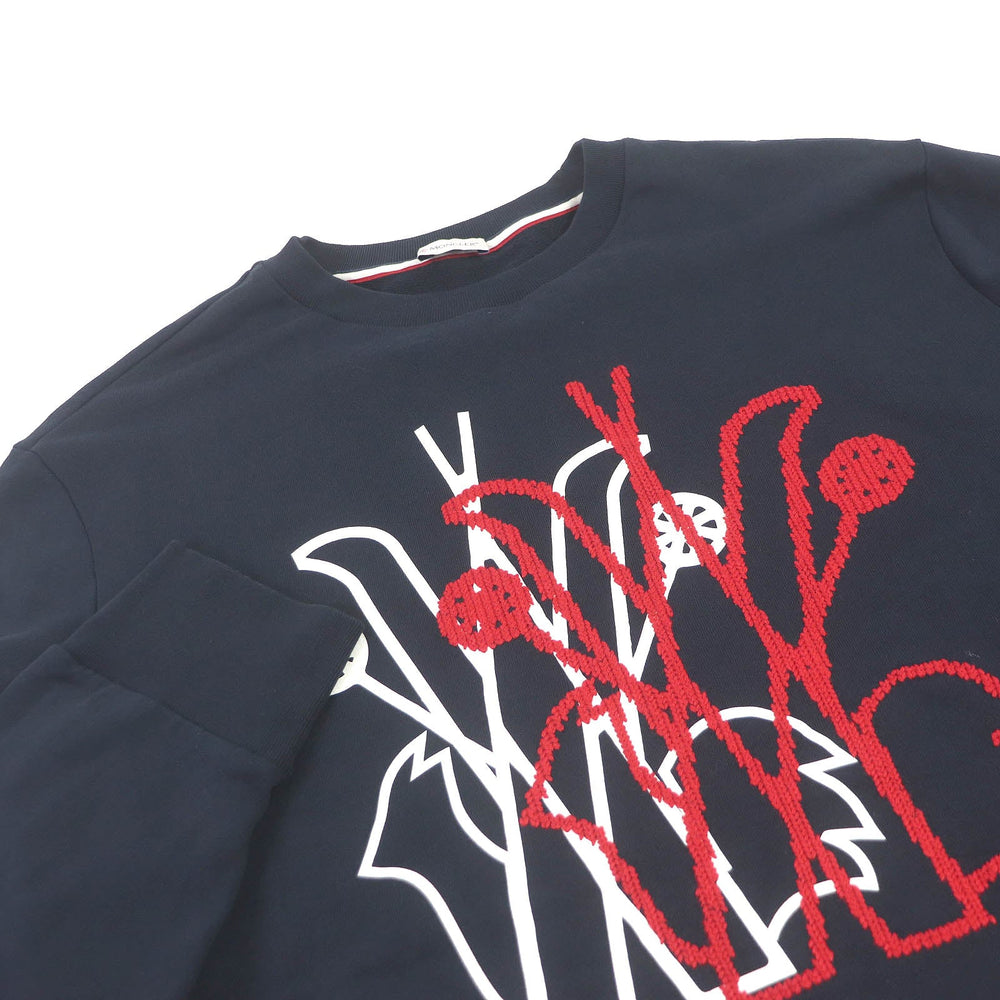 MONCLER sweat Main: 100% cotton, some parts: 50% acrylic, some parts: 50% wool Navy SWEAT SHIRT mens XXL Used Authentic