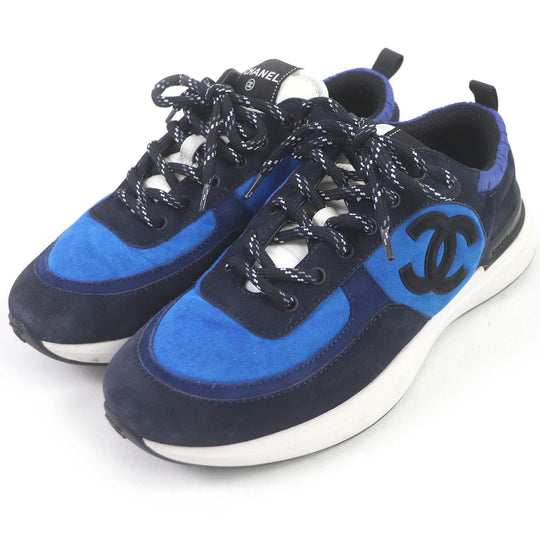 CHANEL Low cut sneakers G38484 Part: suede leather blue mens 41 Used Authentic