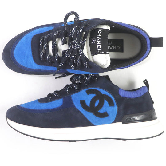 CHANEL Low cut sneakers G38484 Part: suede leather blue mens 41 Used Authentic