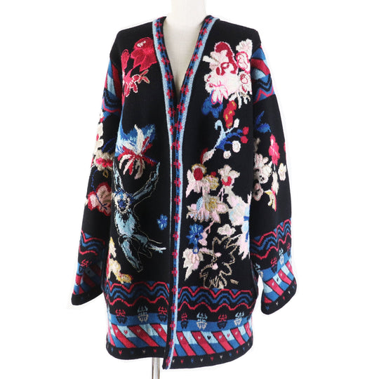 Christian Dior cardigan 244G23AM335 Main: 100% wool, Part: 100% cotton black multi Toile de Joy Cardigan Women S Used Authentic