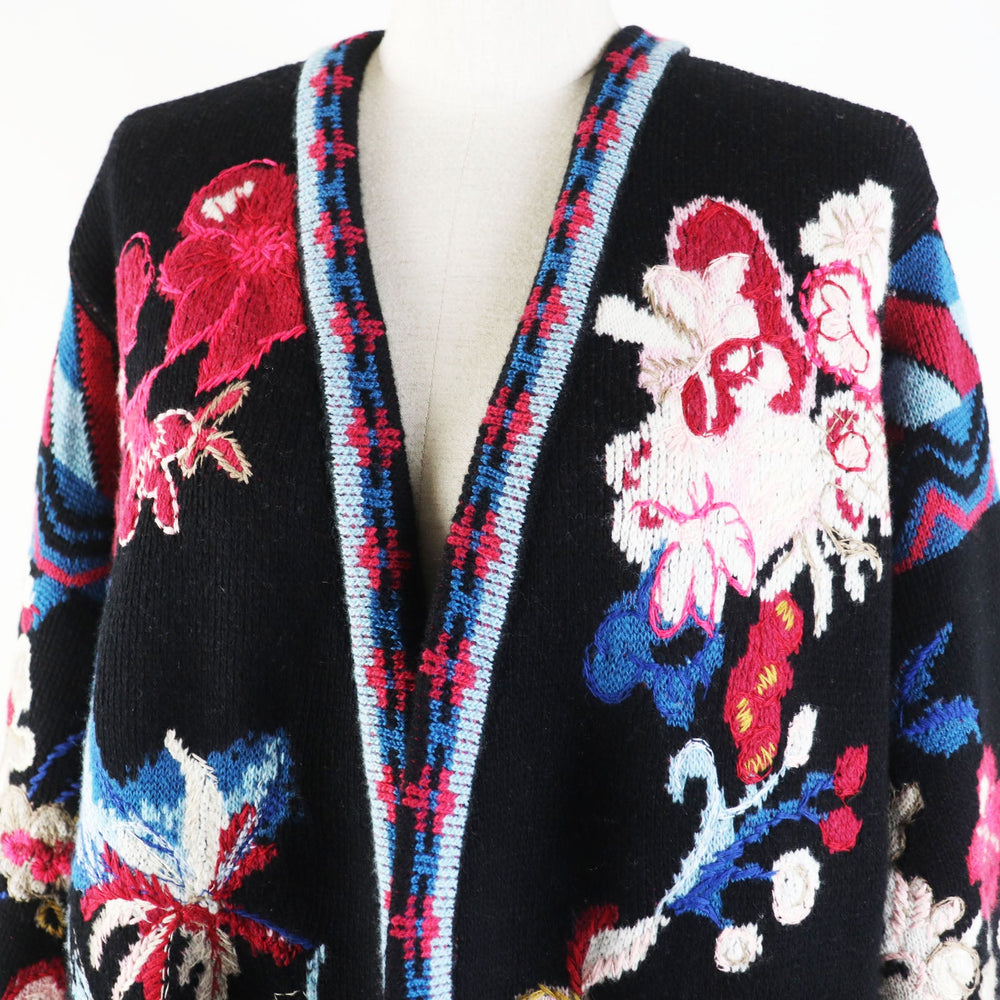 Christian Dior cardigan 244G23AM335 Main: 100% wool, Part: 100% cotton black multi Toile de Joy Cardigan Women S Used Authentic