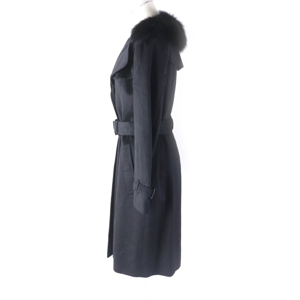 BURBERRY LONDON coat FN344-925-09 Outer: 87% wool, Outer: 13% cashmere, Part: leather, Lining: cupra, Fur: fox black Women 38 Used Authentic