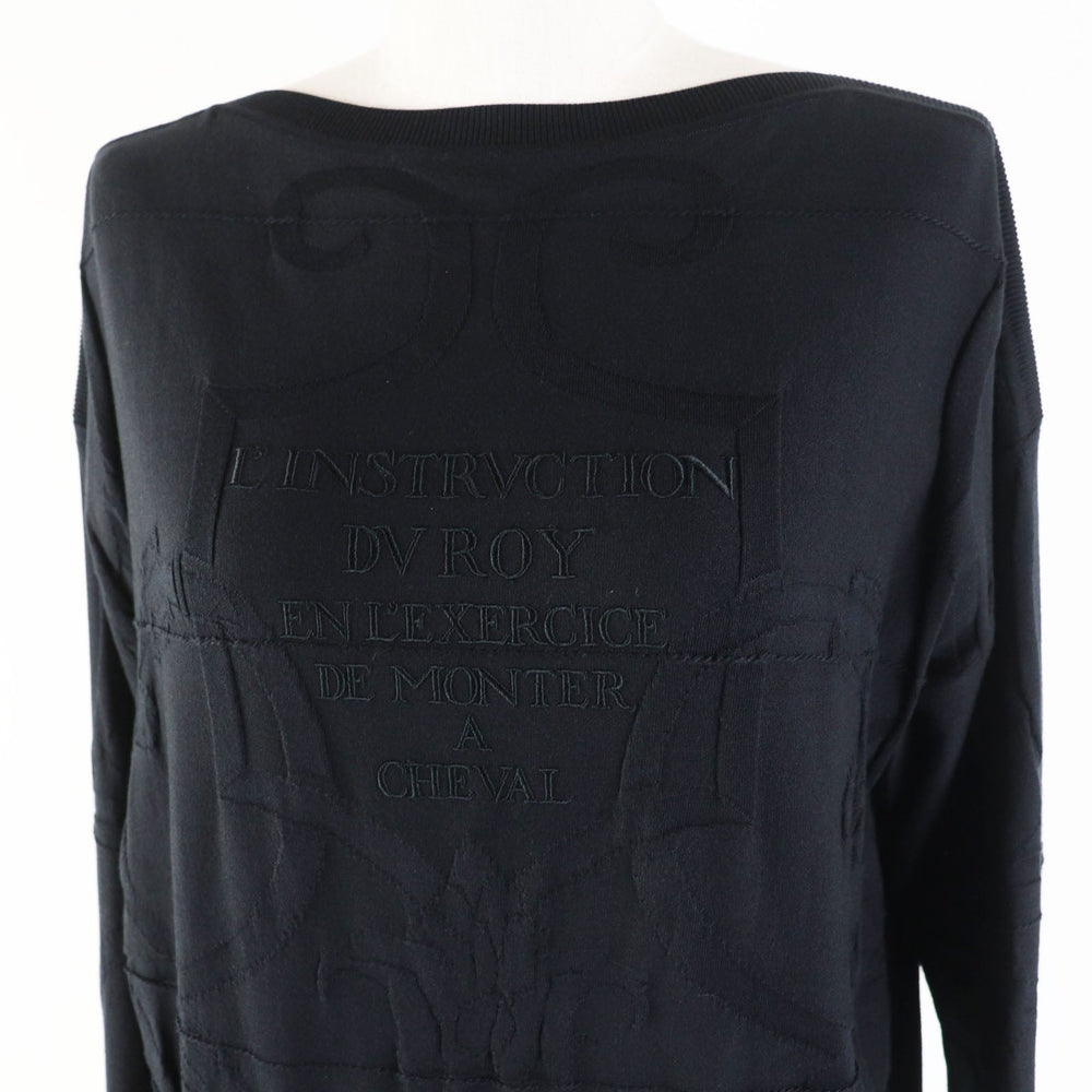 HERMES knit Main: 52% silk, Main: 40% cotton, Main: 6% nylon, Main: 2% polyurethane, Part: 100% rayon black L'INSTRVCTION DV ROY Teiogaku Women 36 Used Authentic