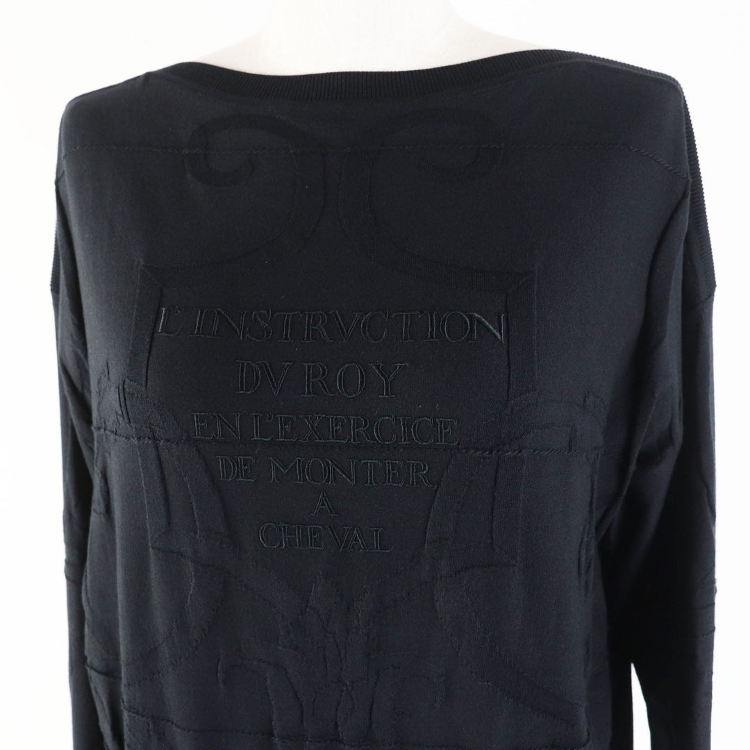 HERMES knit Main: 52% silk, Main: 40% cotton, Main: 6% nylon, Main: 2% polyurethane, Part: 100% rayon black L'INSTRVCTION DV ROY Teiogaku Women 36 Used Authentic