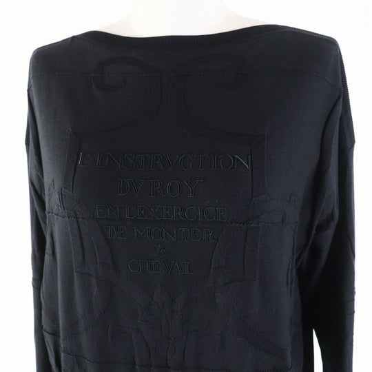 HERMES knit Main: 52% silk, Main: 40% cotton, Main: 6% nylon, Main: 2% polyurethane, Part: 100% rayon black L'INSTRVCTION DV ROY Teiogaku Women 36 Used Authentic