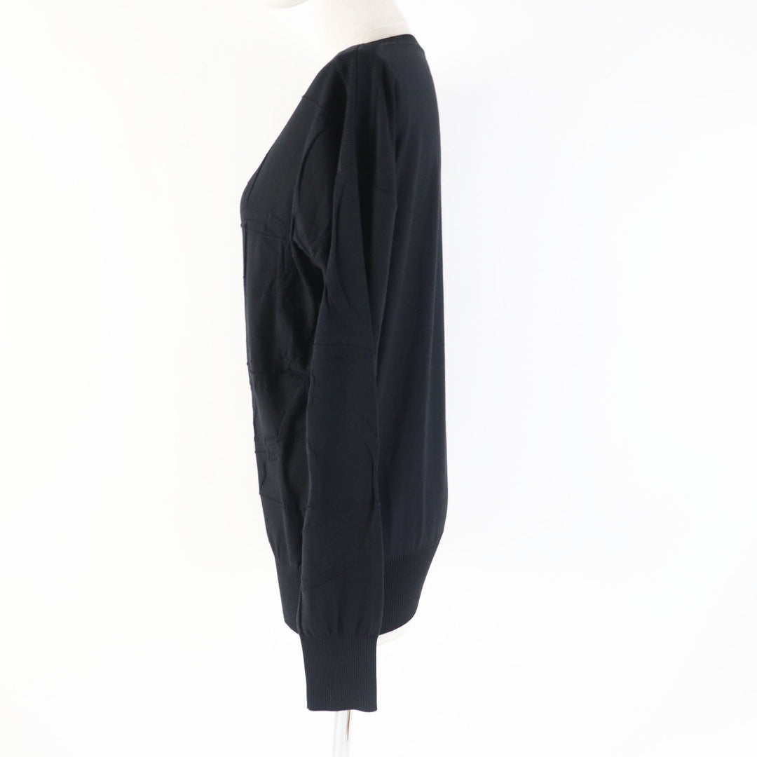 HERMES knit Main: 52% silk, Main: 40% cotton, Main: 6% nylon, Main: 2% polyurethane, Part: 100% rayon black L'INSTRVCTION DV ROY Teiogaku Women 36 Used Authentic