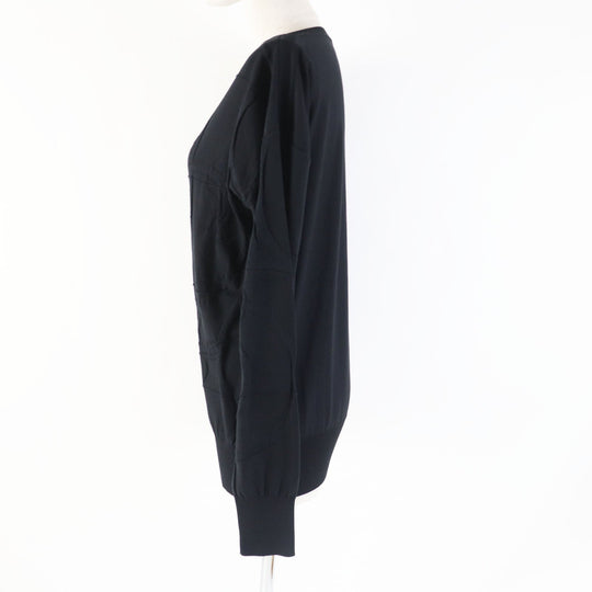 HERMES knit Main: 52% silk, Main: 40% cotton, Main: 6% nylon, Main: 2% polyurethane, Part: 100% rayon black L'INSTRVCTION DV ROY Teiogaku Women 36 Used Authentic