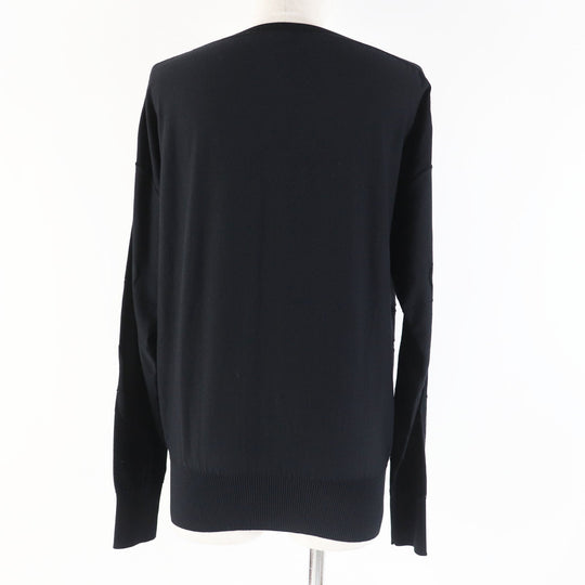 HERMES knit Main: 52% silk, Main: 40% cotton, Main: 6% nylon, Main: 2% polyurethane, Part: 100% rayon black L'INSTRVCTION DV ROY Teiogaku Women 36 Used Authentic