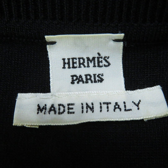 HERMES knit Main: 52% silk, Main: 40% cotton, Main: 6% nylon, Main: 2% polyurethane, Part: 100% rayon black L'INSTRVCTION DV ROY Teiogaku Women 36 Used Authentic