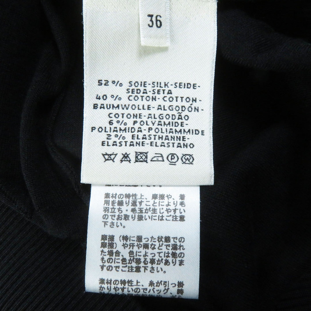 HERMES knit Main: 52% silk, Main: 40% cotton, Main: 6% nylon, Main: 2% polyurethane, Part: 100% rayon black L'INSTRVCTION DV ROY Teiogaku Women 36 Used Authentic