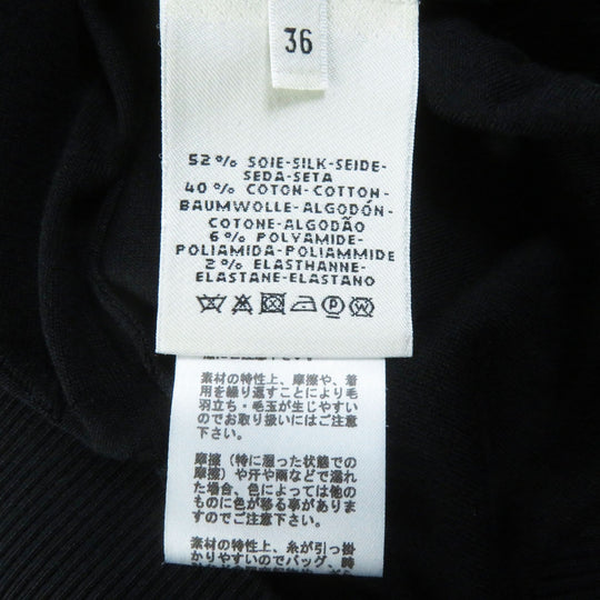 HERMES knit Main: 52% silk, Main: 40% cotton, Main: 6% nylon, Main: 2% polyurethane, Part: 100% rayon black L'INSTRVCTION DV ROY Teiogaku Women 36 Used Authentic