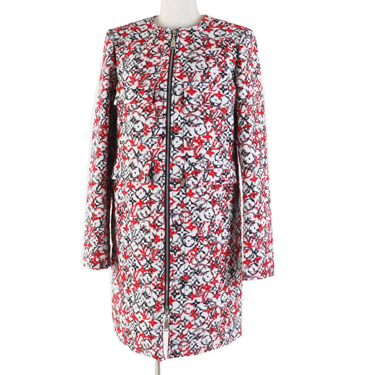 LOUIS VUITTON coat Main: 52% cotton, Main: 43% rayon, Main: 5% nylon, Lining: 50% rayon, Outer: 50% cupra Red White Black Women 38 Used Authentic