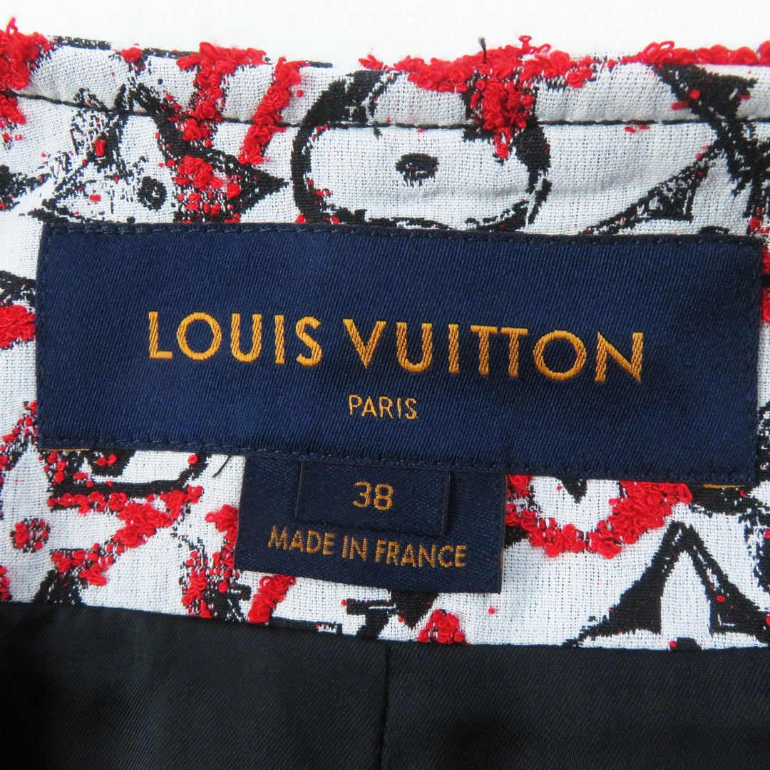 LOUIS VUITTON coat Main: 52% cotton, Main: 43% rayon, Main: 5% nylon, Lining: 50% rayon, Outer: 50% cupra Red White Black Women 38 Used Authentic