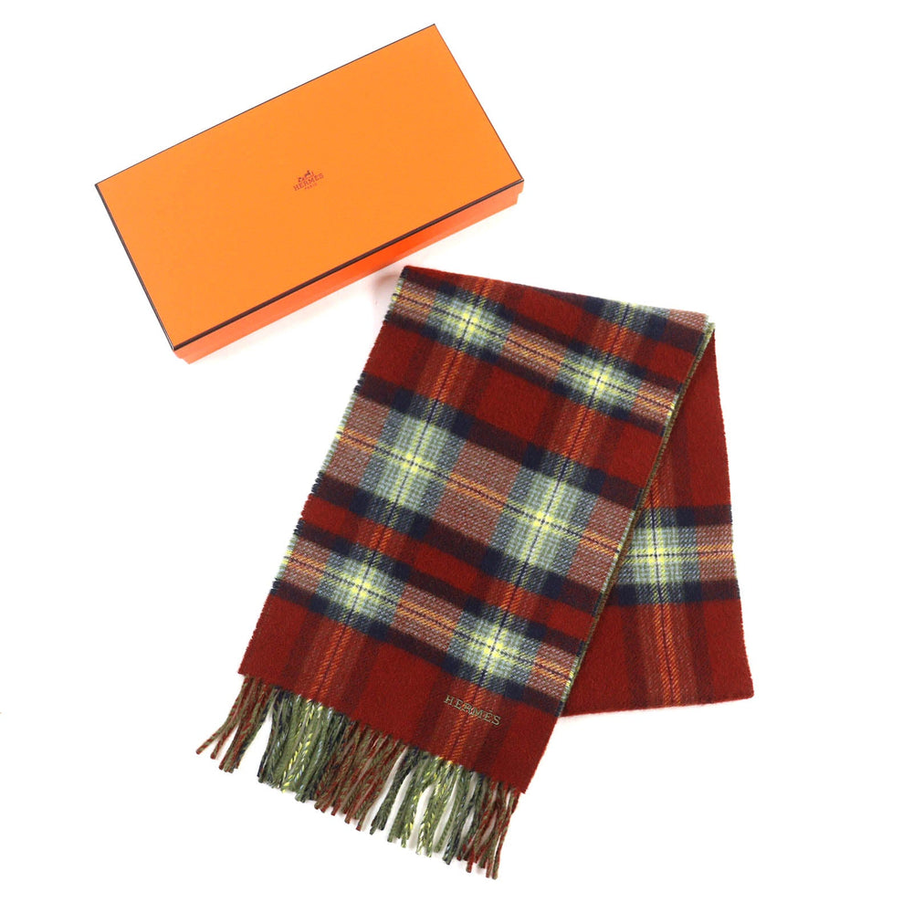 HERMES Scarf Main: 100% cashmere Red type Back to school Women(Unisex) Used Authentic