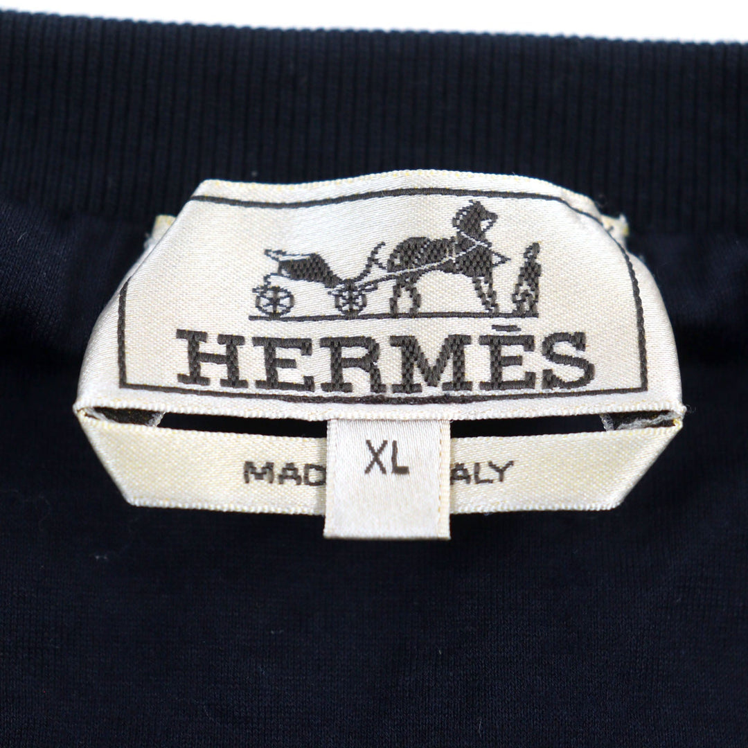 HERMES sweat Main: 100% cotton, Part: 90% cotton, Part: 10% elastane, Filling: 100% polyester black mens XL Used Authentic