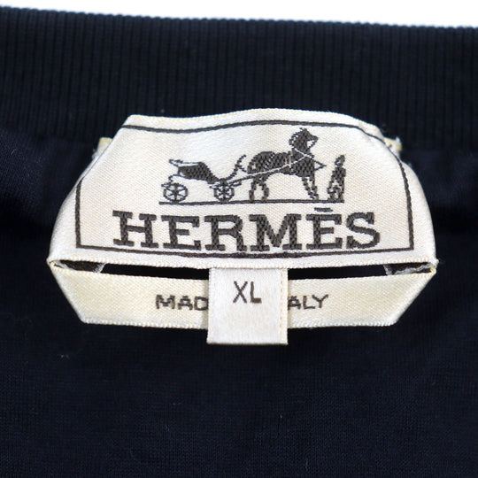 HERMES sweat Main: 100% cotton, Part: 90% cotton, Part: 10% elastane, Filling: 100% polyester black mens XL Used Authentic
