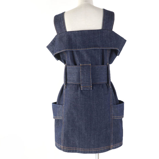 LOUIS VUITTON dress 1ABDVU Main: 95% cotton, Main: 5% polyurethane, Lining: 50% polyester, Lining: 50% cotton, Part: 95% cotton Indigo blue Women 34 Used Authentic