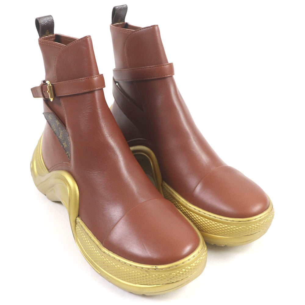 LOUIS VUITTON short boots Main: Leather Brown gold Arclight line mens 42 Used Authentic