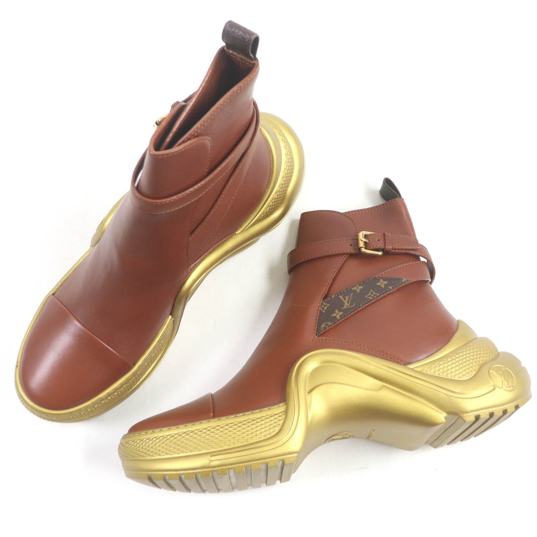 LOUIS VUITTON short boots Main: Leather Brown gold Arclight line mens 42 Used Authentic