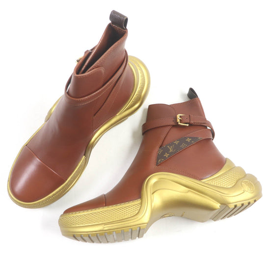 LOUIS VUITTON short boots Main: Leather Brown gold Arclight line mens 42 Used Authentic