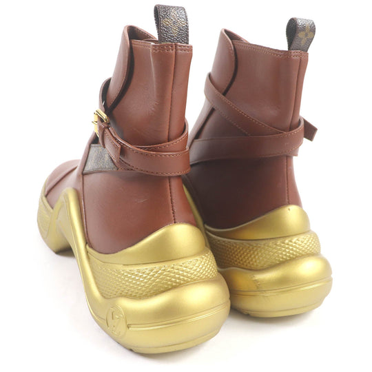 LOUIS VUITTON short boots Main: Leather Brown gold Arclight line mens 42 Used Authentic