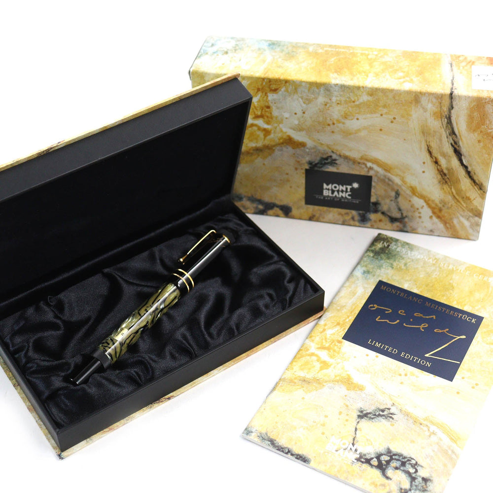 MONTBLANC fountain pen Pen tip: 18K Black Gold Beige type (Marble) Writers Series 1994 Oscar Wilde mens Used Authentic