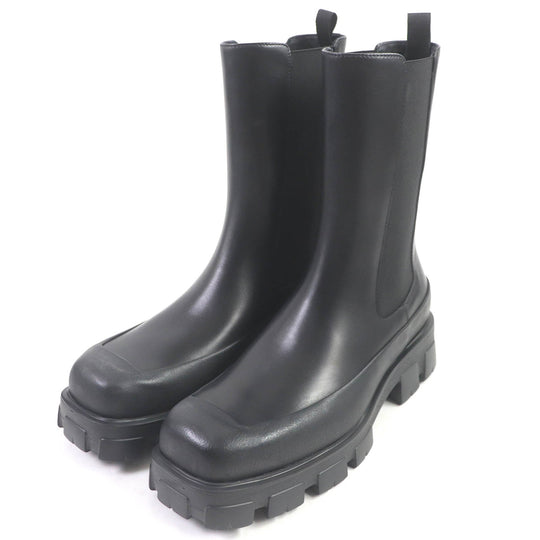 PRADA boots 2UG007 Main: Leather black monolith mens 10 Used Authentic