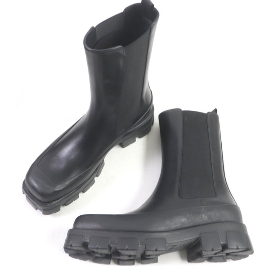 PRADA boots 2UG007 Main: Leather black monolith mens 10 Used Authentic
