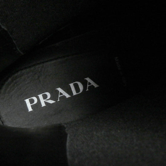 PRADA boots 2UG007 Main: Leather black monolith mens 10 Used Authentic