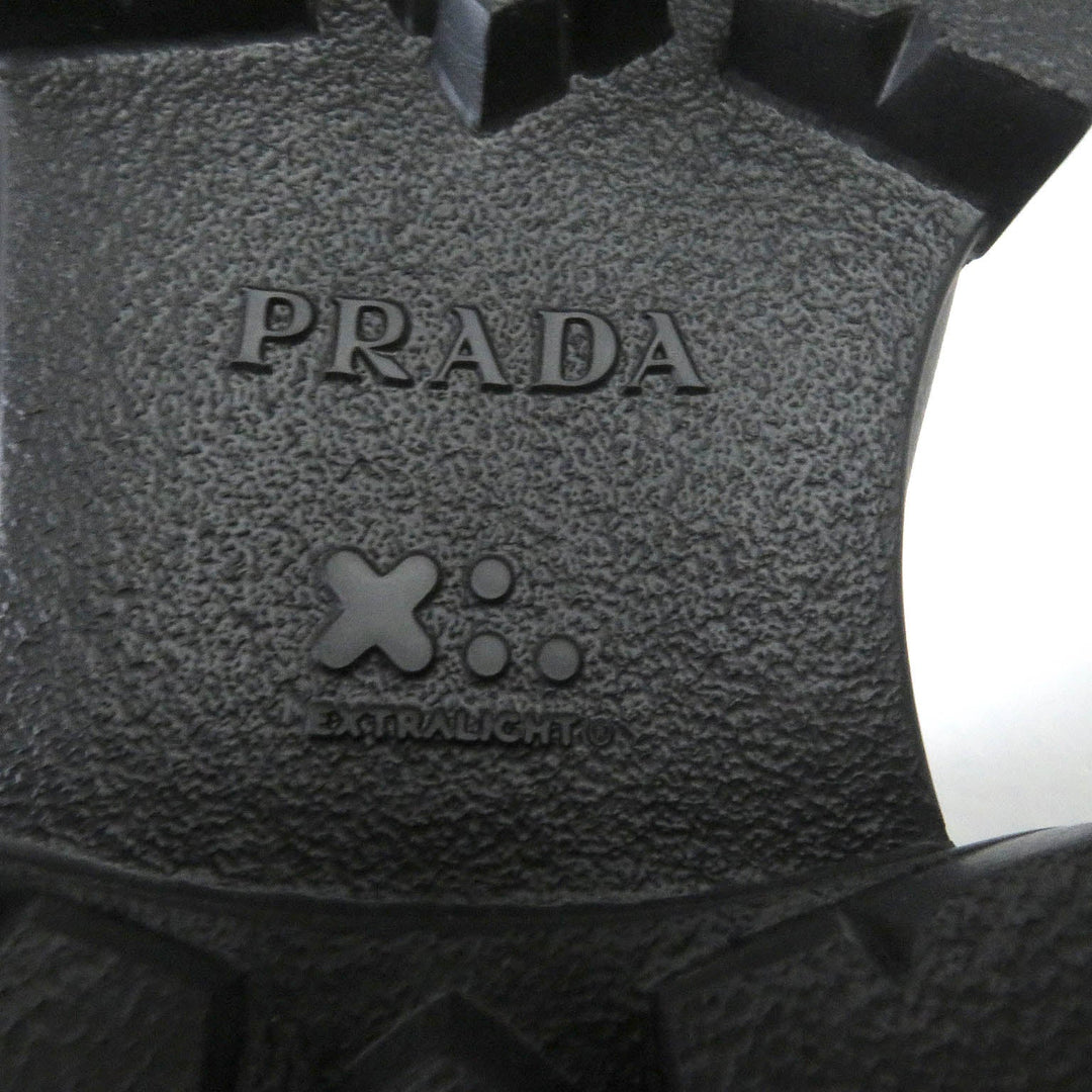 PRADA boots 2UG007 Main: Leather black monolith mens 10 Used Authentic