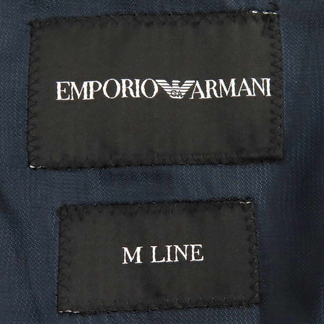 EMPORIO ARMANI suit Outer: 81% cotton, Outer: 19% polyurethane, Lining: 50% acetate, Lining: 50% rayon, Sleeve lining: 100% rayon Navy M LINE mens 46 Used Authentic