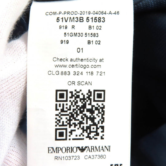 EMPORIO ARMANI suit Outer: 81% cotton, Outer: 19% polyurethane, Lining: 50% acetate, Lining: 50% rayon, Sleeve lining: 100% rayon Navy M LINE mens 46 Used Authentic