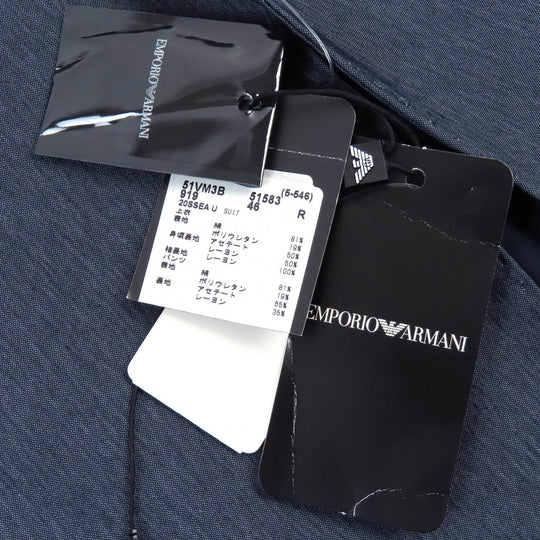 EMPORIO ARMANI suit Outer: 81% cotton, Outer: 19% polyurethane, Lining: 50% acetate, Lining: 50% rayon, Sleeve lining: 100% rayon Navy M LINE mens 46 Used Authentic