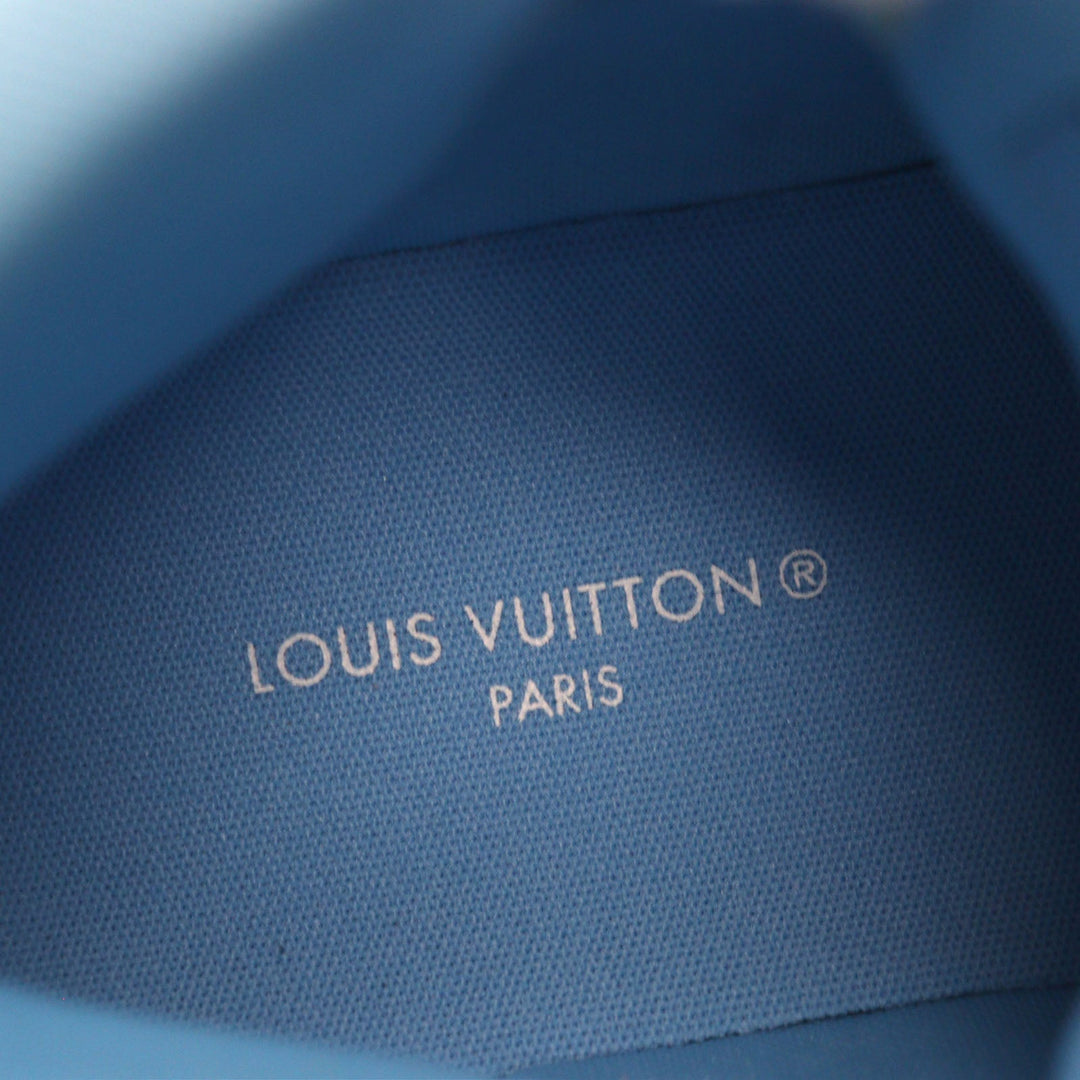 LOUIS VUITTON High cut sneakers 1AA0D3 Main: Leather White light blue Rivoli line mens 6 Used Authentic