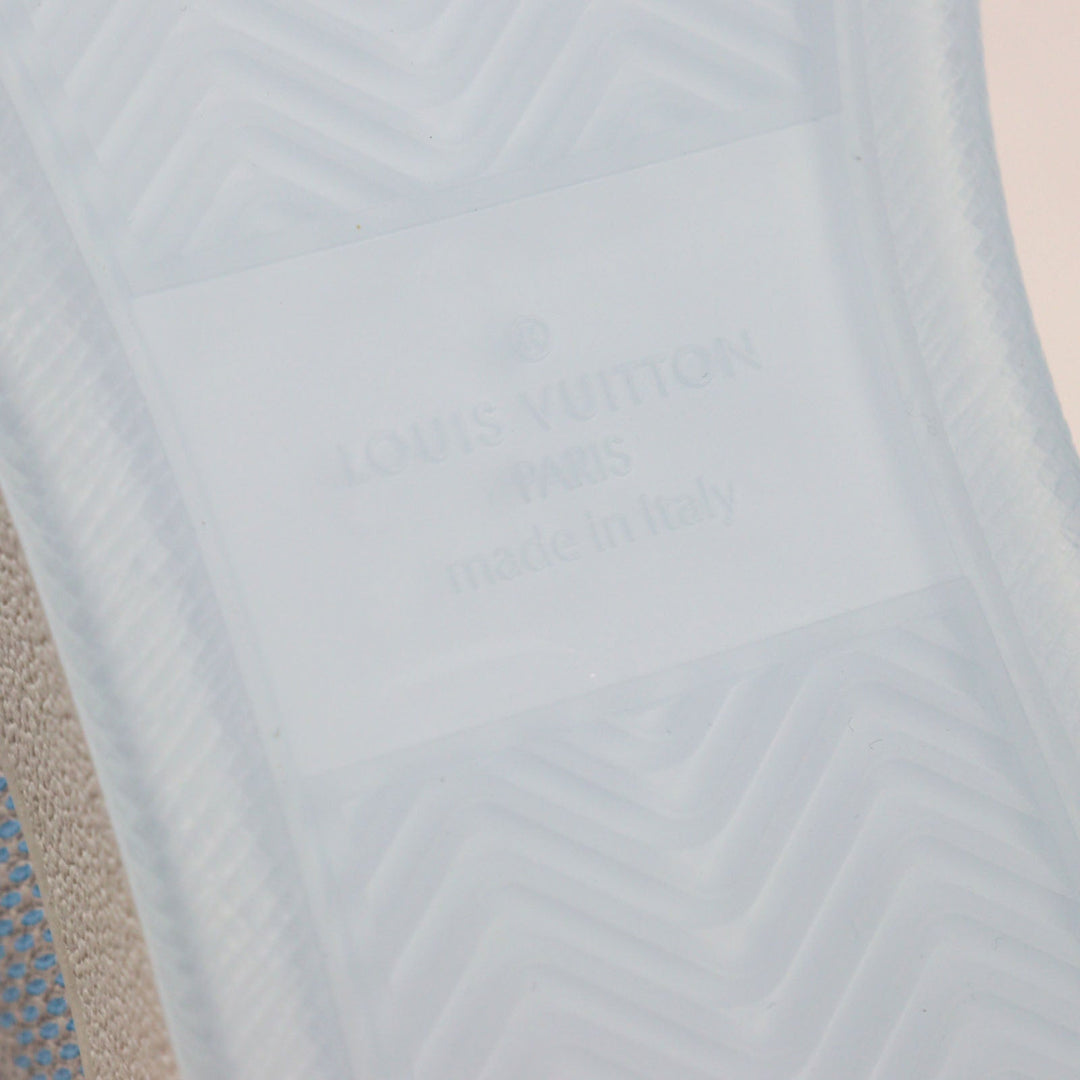 LOUIS VUITTON High cut sneakers 1AA0D3 Main: Leather White light blue Rivoli line mens 6 Used Authentic