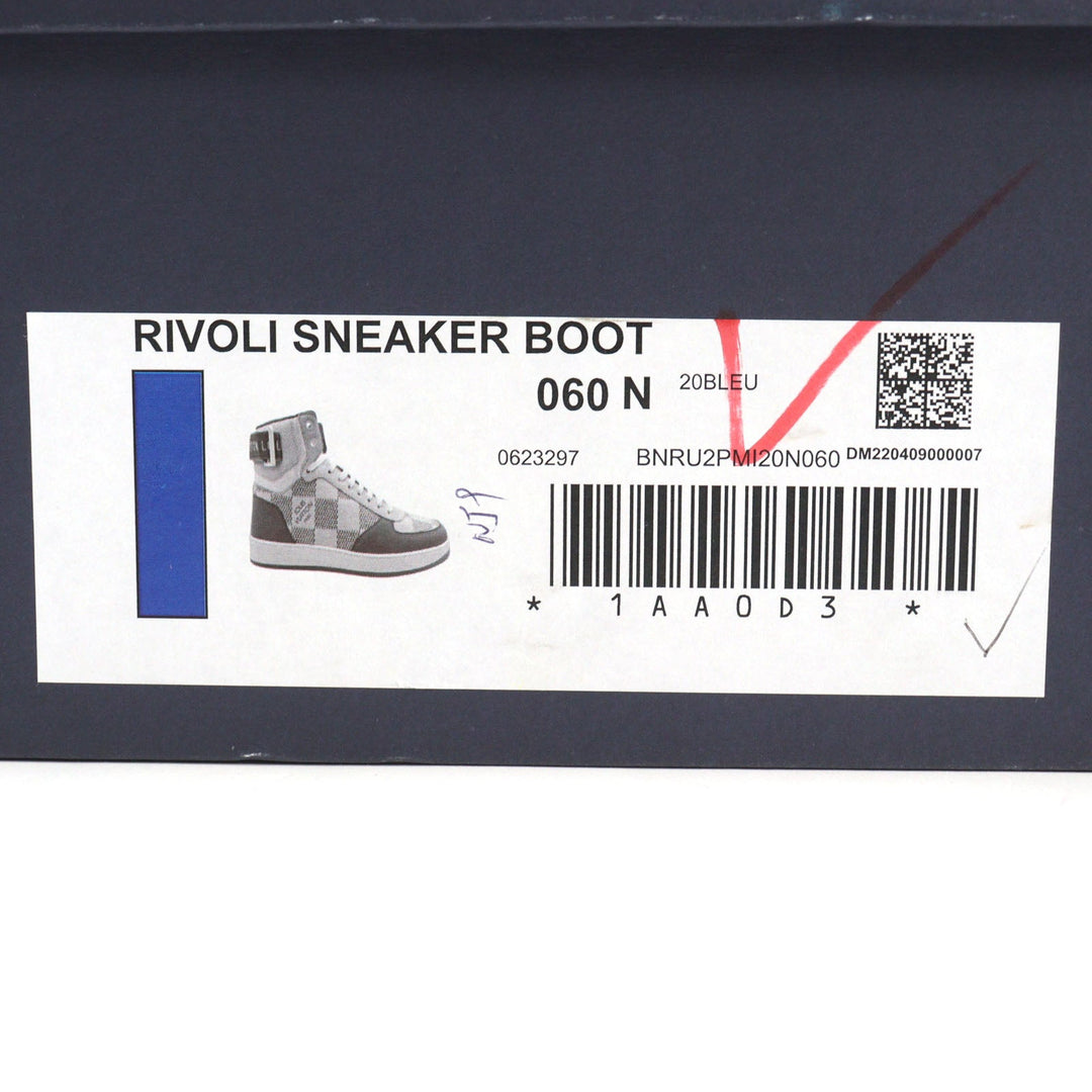 LOUIS VUITTON High cut sneakers 1AA0D3 Main: Leather White light blue Rivoli line mens 6 Used Authentic