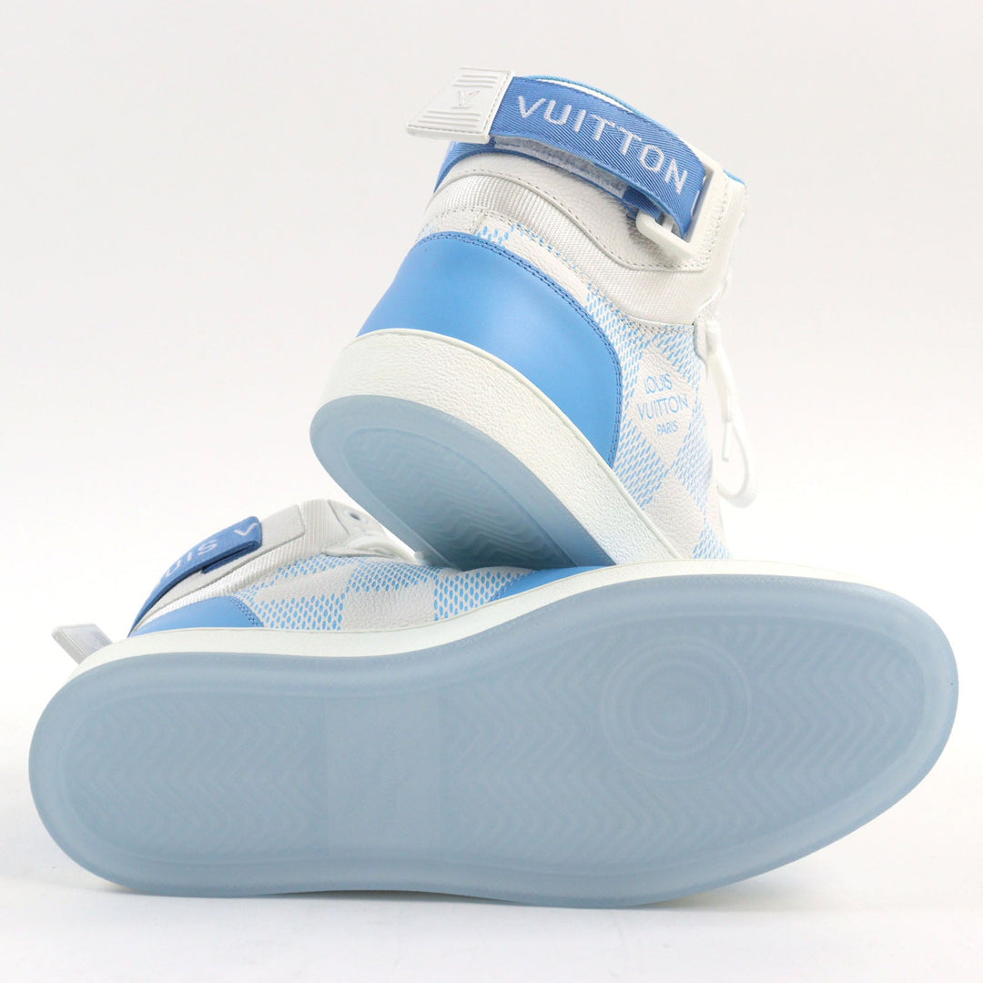 LOUIS VUITTON High cut sneakers 1AA0D3 Main: Leather White light blue Rivoli line mens 6 Used Authentic