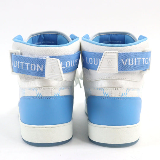 LOUIS VUITTON High cut sneakers 1AA0D3 Main: Leather White light blue Rivoli line mens 6 Used Authentic