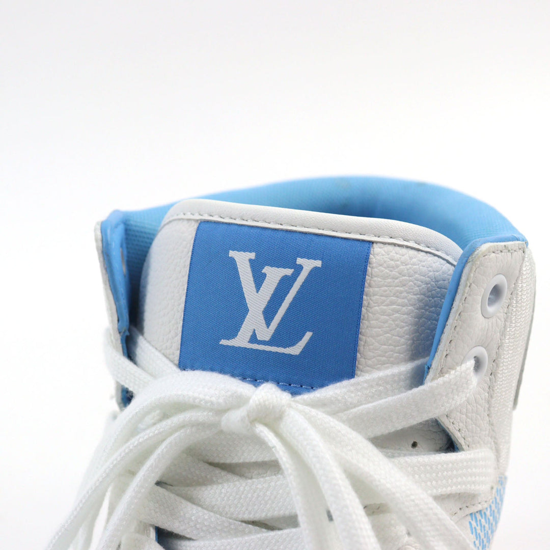 LOUIS VUITTON High cut sneakers 1AA0D3 Main: Leather White light blue Rivoli line mens 6 Used Authentic