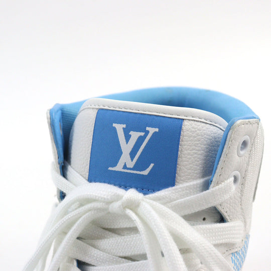 LOUIS VUITTON High cut sneakers 1AA0D3 Main: Leather White light blue Rivoli line mens 6 Used Authentic