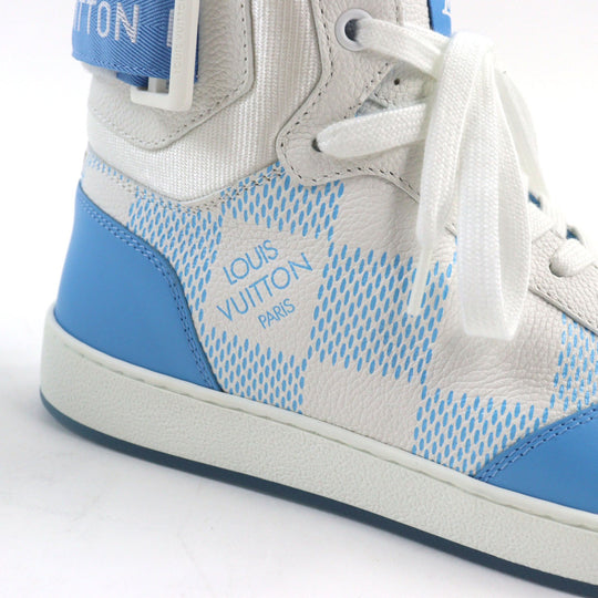 LOUIS VUITTON High cut sneakers 1AA0D3 Main: Leather White light blue Rivoli line mens 6 Used Authentic