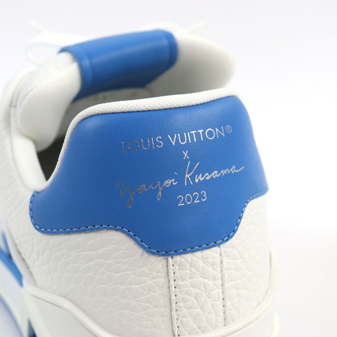 LOUIS VUITTON sneakers 1ABD1G Main: Leather White blue LV trainer line mens 8 Used Authentic