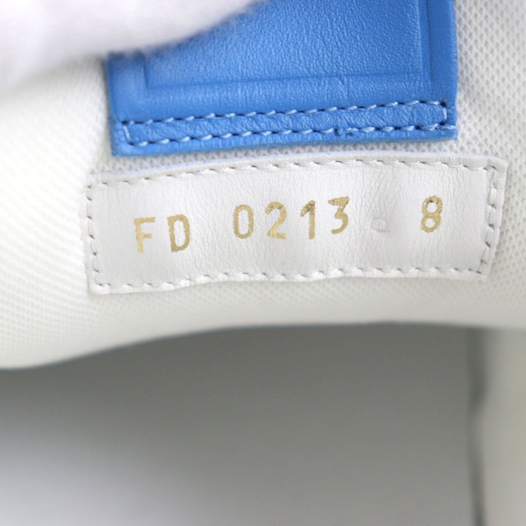 LOUIS VUITTON sneakers 1ABD1G Main: Leather White blue LV trainer line mens 8 Used Authentic