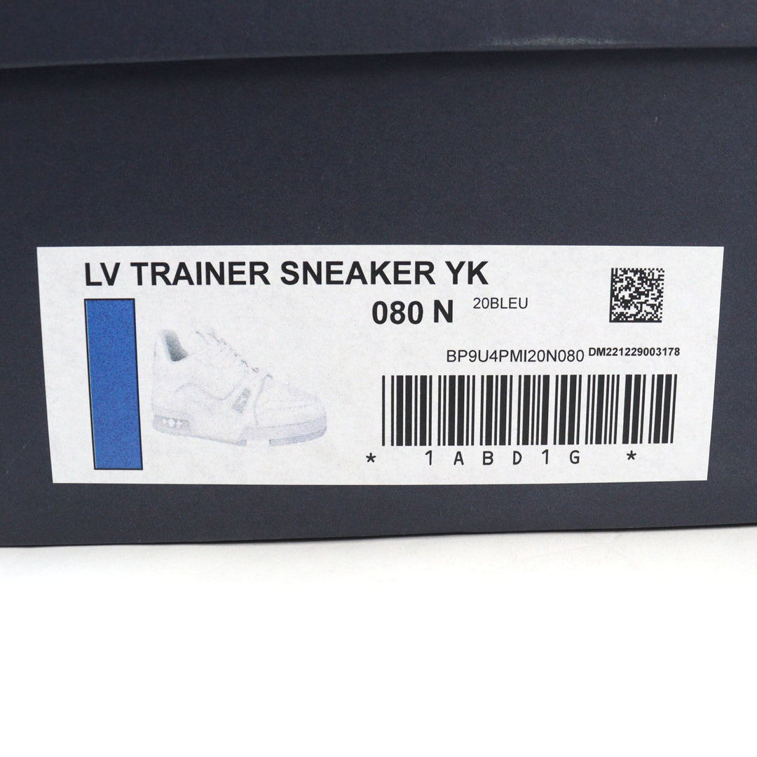 LOUIS VUITTON sneakers 1ABD1G Main: Leather White blue LV trainer line mens 8 Used Authentic